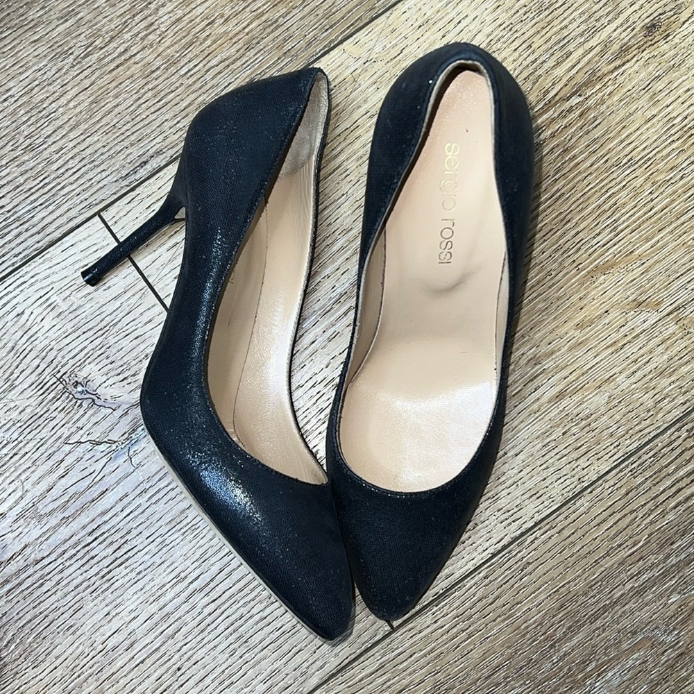Sergio Rossi Metallic Gray Suede Pumps Size 35/5.5US